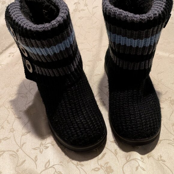 Roxy knit women's blk/multi trim sweater ankle/mid calf boots, size 7 - Picture 1 of 7